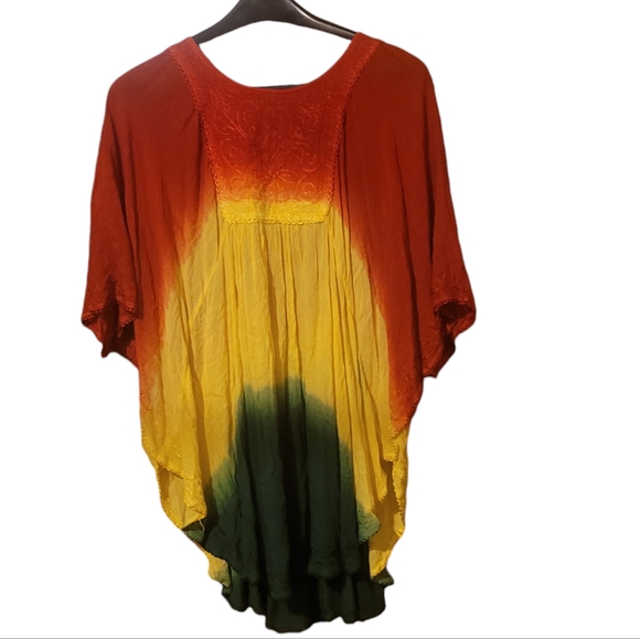 NEW Rainbow Womens Dolman Sleeves Colorful Multicolor batwing top - Picture 1 of 4